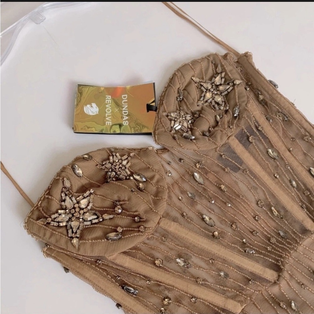 Dundas x Revolve Gold Marilyn Mini Dress sz Small - Picture 6 of 7